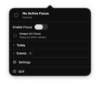 Menu bar popover idle