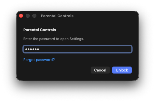 Focus Lock password dialog