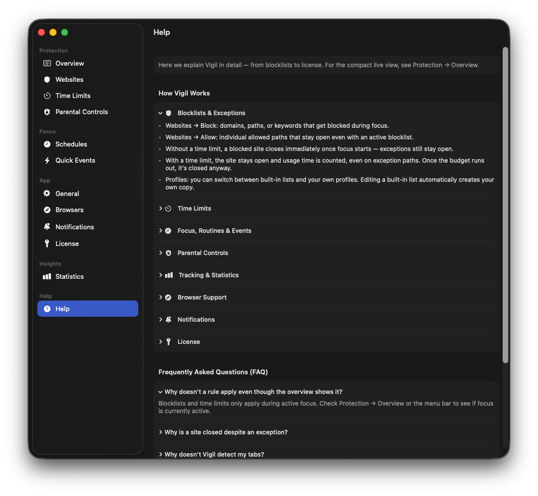 Help & FAQ